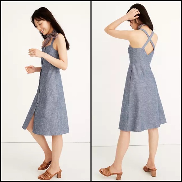Madewell Chambray Denim Button Down Midi Dress - Picture 2 of 13